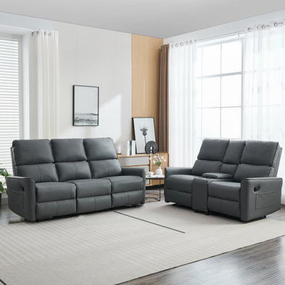 Elizjah 5 Seater Faux Leather Reclining Sofa
