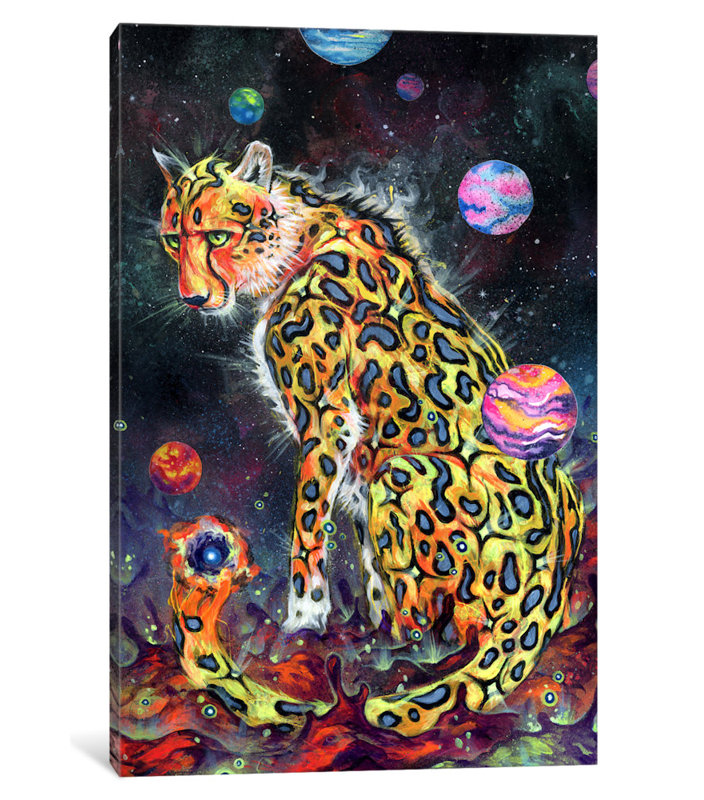 « space guépard », peinture sur toile tendue, H 60 po x l 40po x P 1,5 po