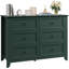 Commode 6 tiroirs verte pour chambre à coucher, grande commode avec tiroirs profonds et boutons en métal