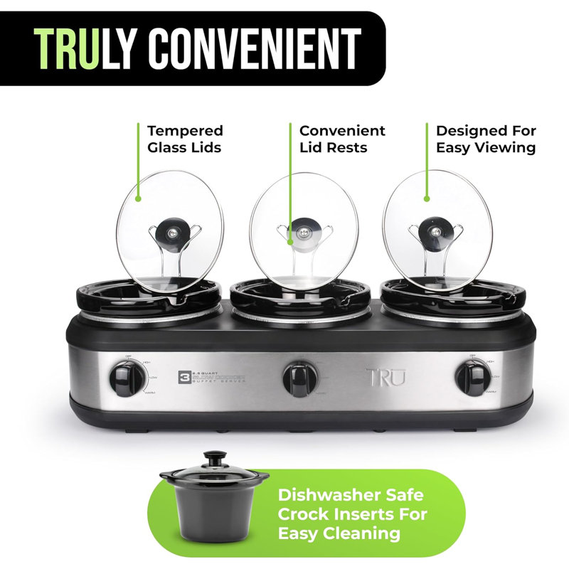 Buffet Server, Three 2-1/2-Quart Removable Inserts