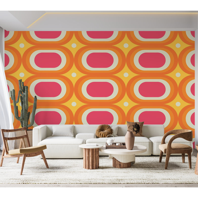 Premium Wallpaper Wall Mural - Retro Pattern, 40" L x 60" W