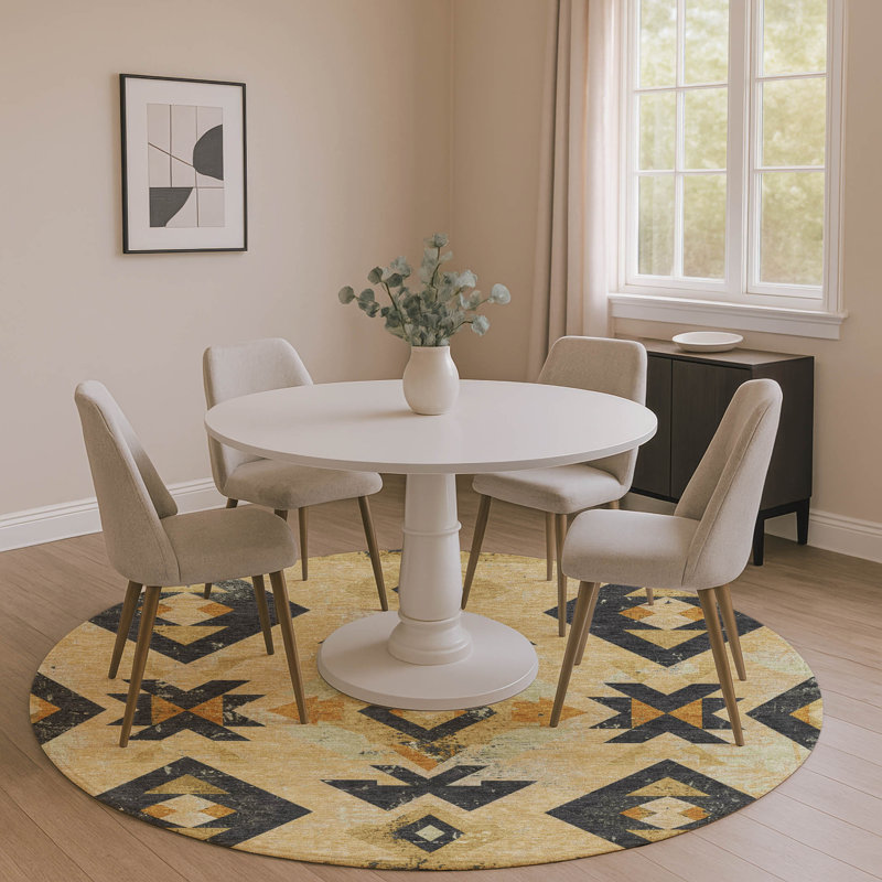 Premium Machine Washable Fairwood AMF1882 Aztec Rug, Round 8'