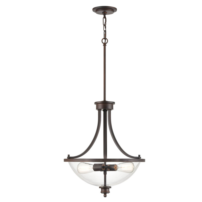 Luminaire suspendu bol simple à 2 lumières Nada, Bronze huilé