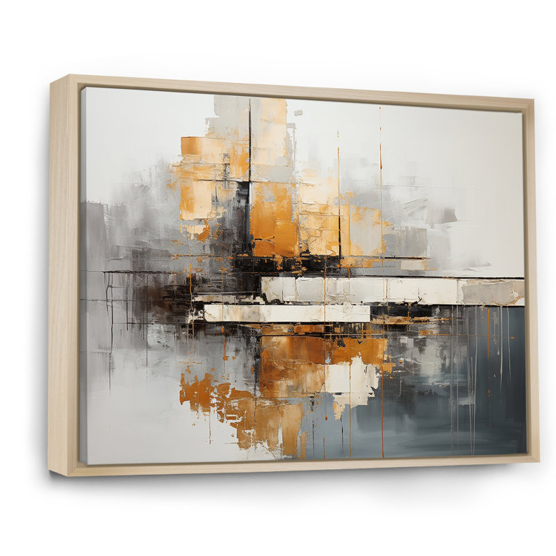 «Lakehouse Foilage Solitude - Abstract Wall Art Living Room», Cadre naturel flottant, H 12 po x l 20 po x P 1 po