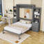 Lit escamotable en bois peu encombrant avec plusieurs tablettes et tiroirs-129940107-129940103