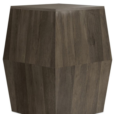 22" Ash Gray Solid Wood Square Block End Table