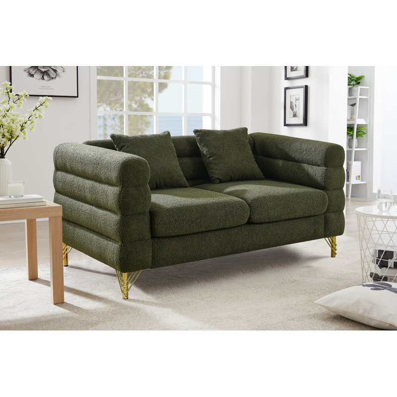 Upholstered 60'' Loveseat, Green Teddy
