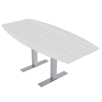 Boat Shaped Conference Table with Metal T Base