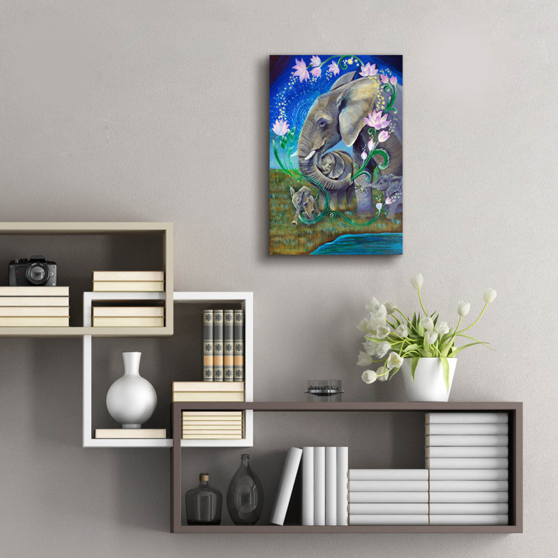 Art mural épique «Elephants For Peace» par Verena Wild, 16 po x 24 po, H 24 po x l 16 po