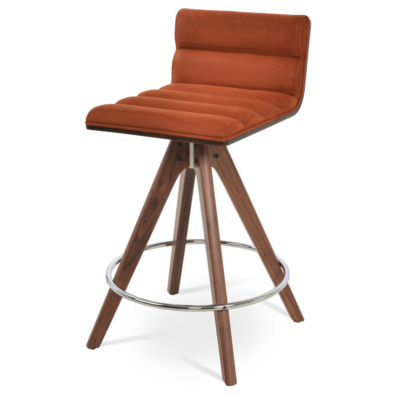 Corona Comfort Pyramid Counter & Bar Stool, Bar Stool (29.5” Seat Height), Cognac Nubuck