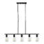 Suspension d'îlot de cuisine à 5 lumières, 60 W, luminaire de salle à manger réglable avec abat-jour en verre transparent, 4 tiges et 2 chaînes métalliques, douille E26, structure métallique, lustre linéaire de style ferme pour salle à manger