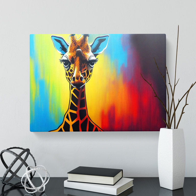Giraffe In Colour - Wrapped Canvas Painting, 50cm H x 76cm W x 3cm D