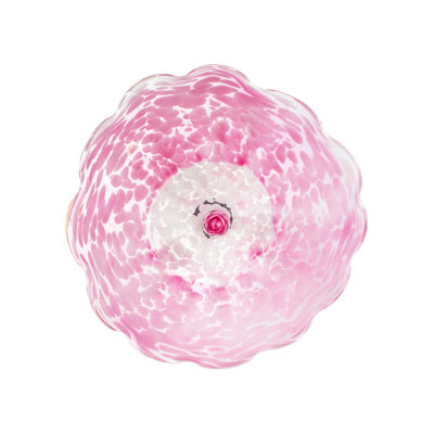 Décoration murale en verre soufflé à la main avec centre de table fleuri floral, rose, 14 pouces de diamètre