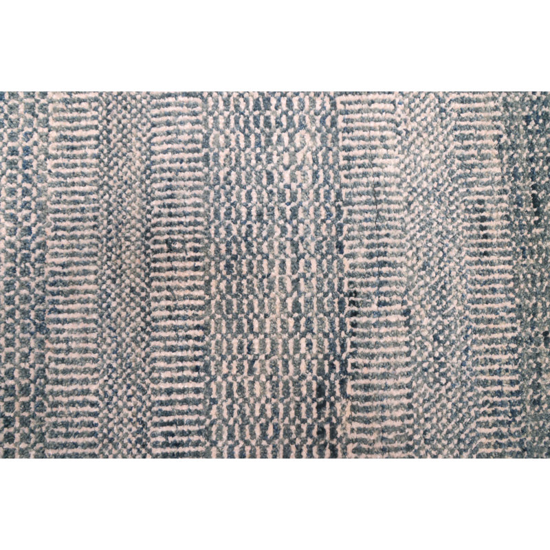 Tapis bleu ombre en soie 9 pi 0 po x 12 pi 3 po