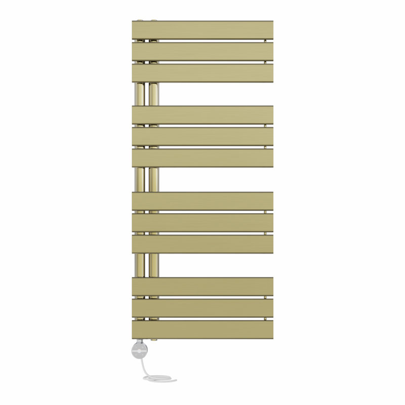 Roelien Designer Towel Rail Heated Towel Rails, Brushed Brass, 112.6cm H x 50cm W x 6.7cm D
