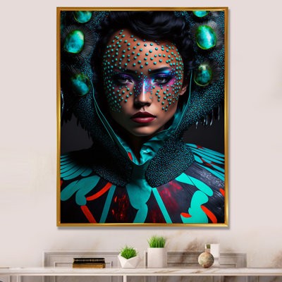 Toleen Fashion Portrait In Turquoise sur toile