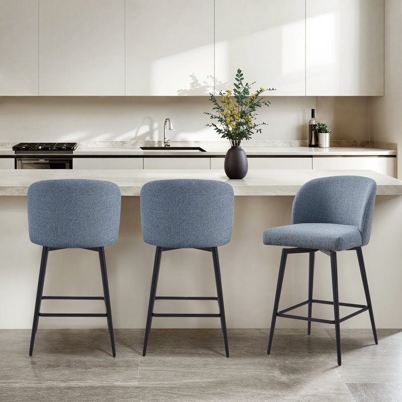 Tabouret de bar et de bar Benedit, Tabouret de comptoir (siège d'une hauteur de 27 p, Gris bleu, 3
