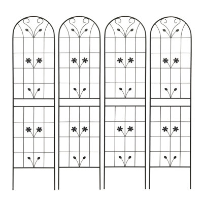 Paquet de 4 treillis de jardin en métal 86,7 "x 19,7" antirouille pour plantes grimpantes support de fleurs extérieur noir