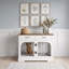 Mobilier de cage pour chien avec tiroirs de rangement, bol d'alimentation rotatif et barres en métal sécurisées-133715132
