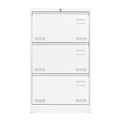 Classeur en métal verrouillable à 3 tiroirs, blanc, tiroirs élargis pour une capacité accrue de rangement de bureau en métal blanc, verrouillage, gestion efficace et organisée