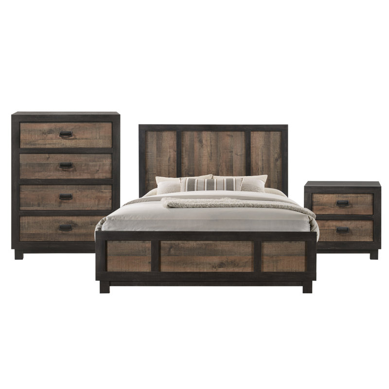 Jobe Standard Bedroom Set, Full, 3 Pcs: Bed, Chest, Nightstand