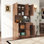 70,87 "de hauteur avec garde-robe et armoire de cuisine, avec 6 portes, 1 tablette ouverte et 1 tiroir pour la chambre à coucher, noyer