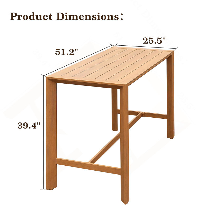 Table de bar d'extérieur, table de bar à hauteur de comptoir de patio résistante aux intempéries pour le jardin, la cour, le balcon, le bord de la piscine, l'intérieur