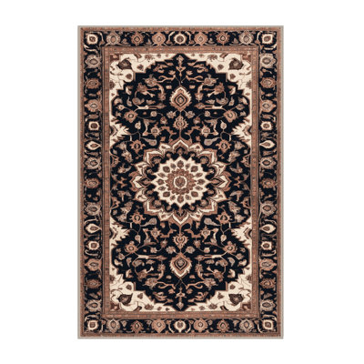 Machine Washable Persian Brown Area Rug
