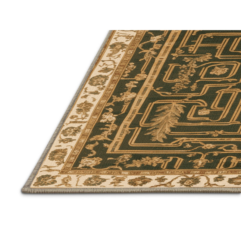 Tapis brun français lavable à la machine, Rectangle 7 pi x 9 pi