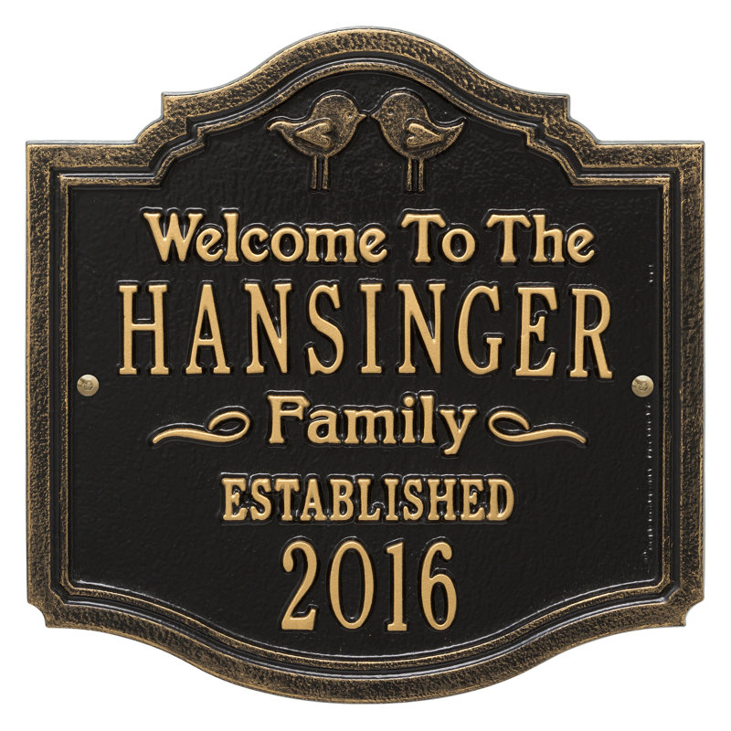5-Line Wall Address Plaque, Black/Gold, Yes