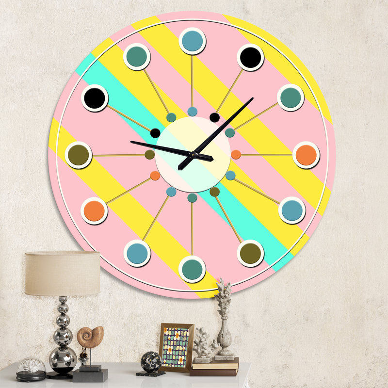 Horloge murale florale rétro à motif botanique I - Mid-Century, Moyenne