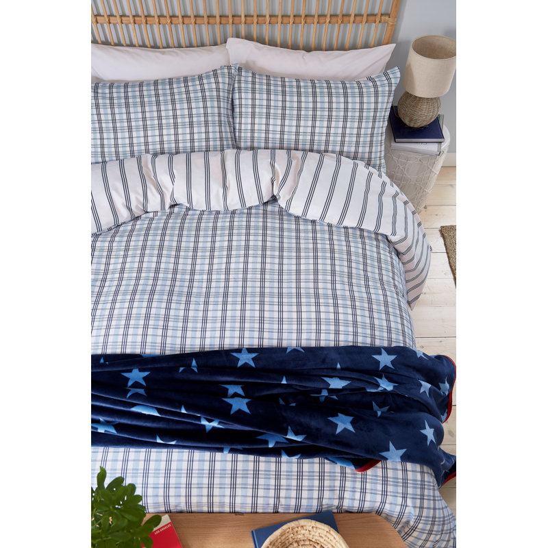 Jones Check Brushed Cotton Duvet Cover Set, Double Duvet Cover + 2 Standard Pillowcases