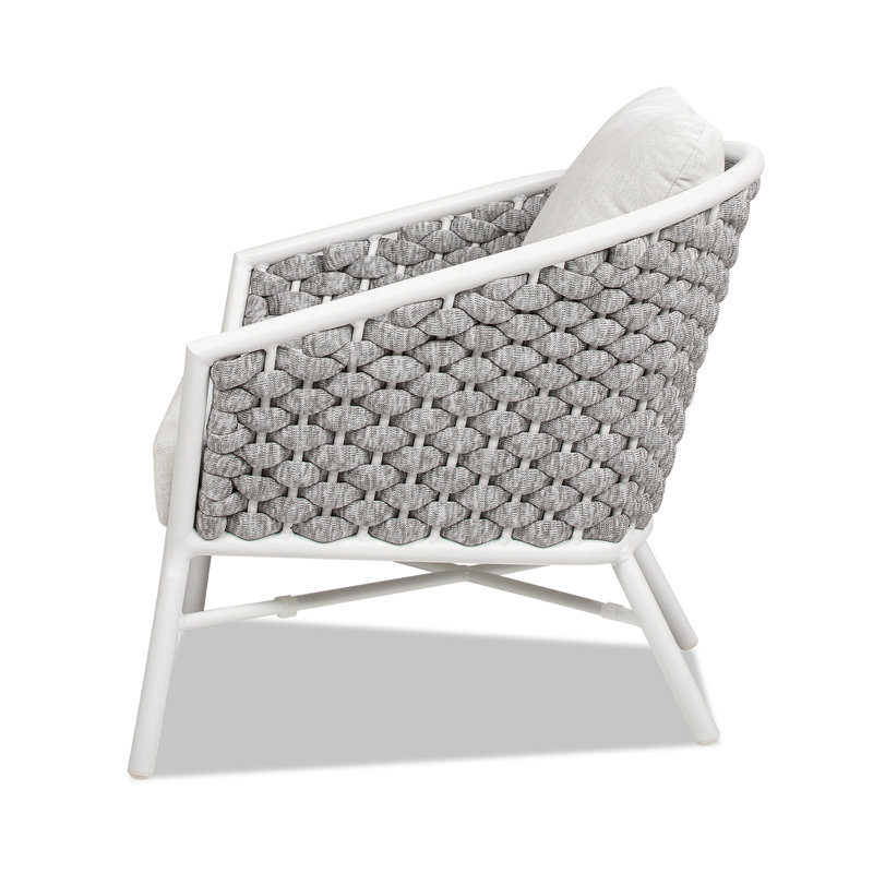 Rowan Optic White Acrylic Cushioned Patio Arm Chair Set