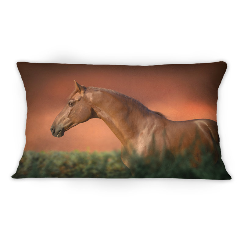 Portrait du cheval pur-sang châtaignier I-1 - imprimé traditionnel
