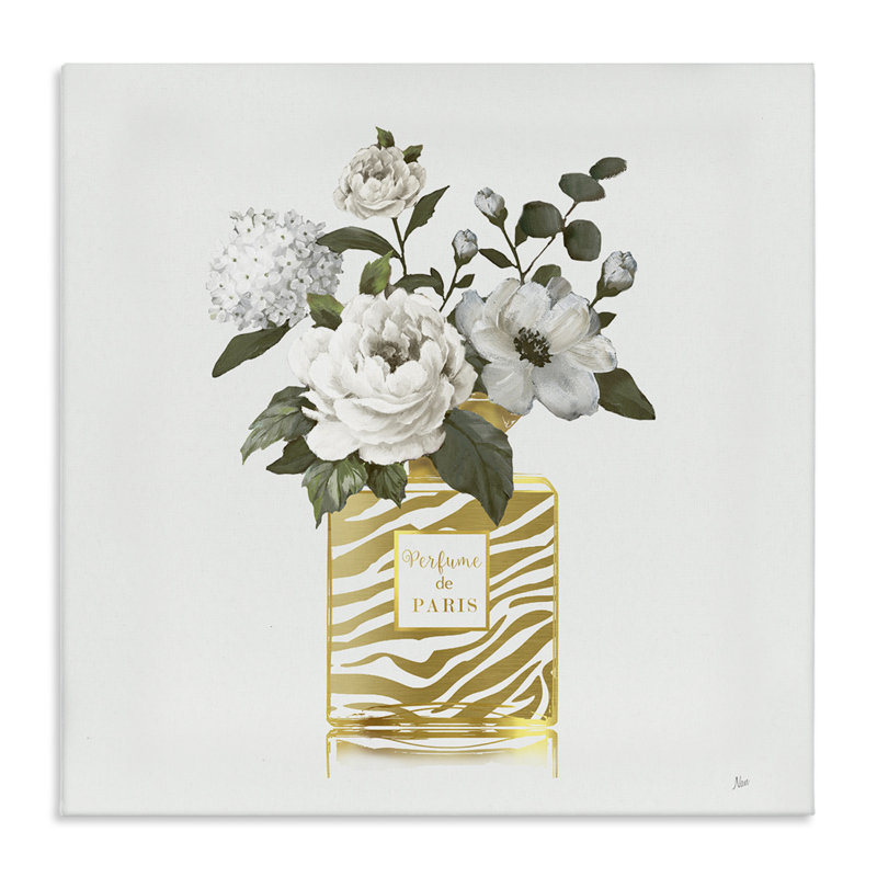 Toile chic avec bouquet de parfum rayé, design par Nan, H 17 po x l 17 po