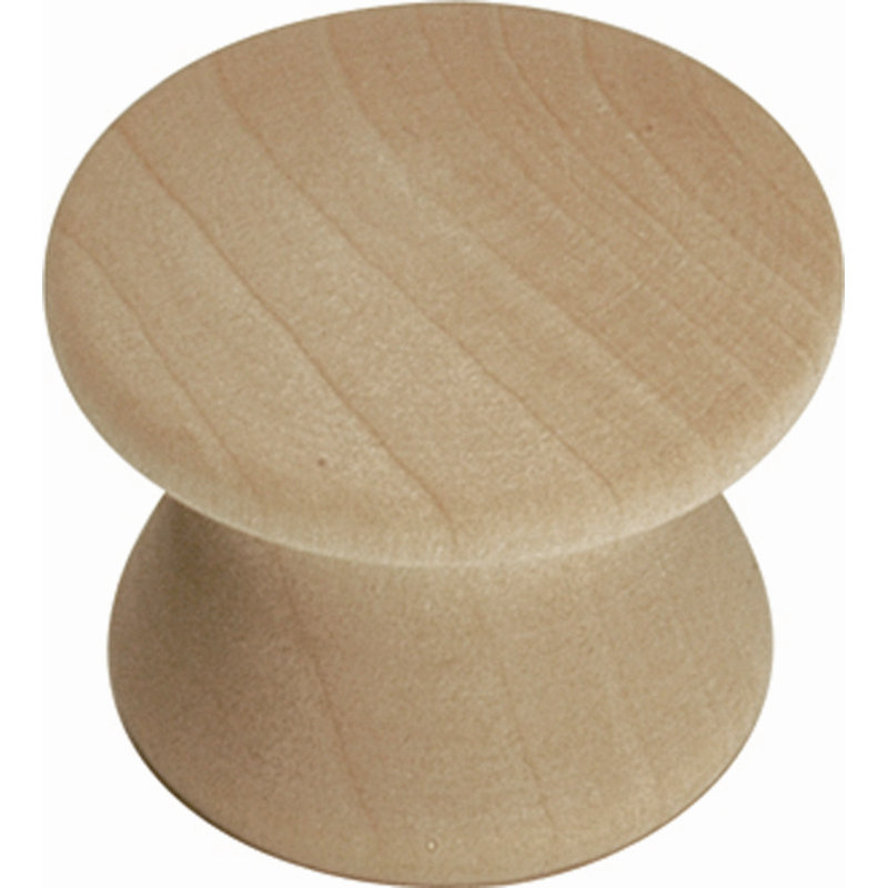 Unfinished Natural Wood Round Cabinet Knob with Mounting Hardware