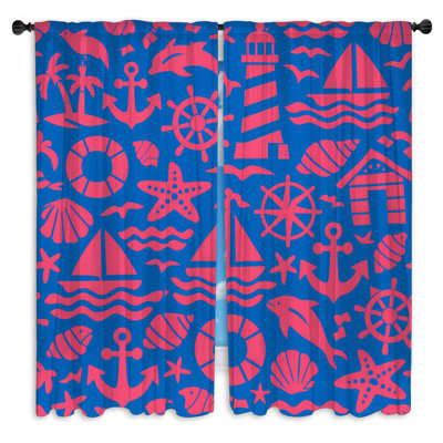 Rideaux de fenêtre à motif nautique et voilage obscurcissant - 2 panneaux