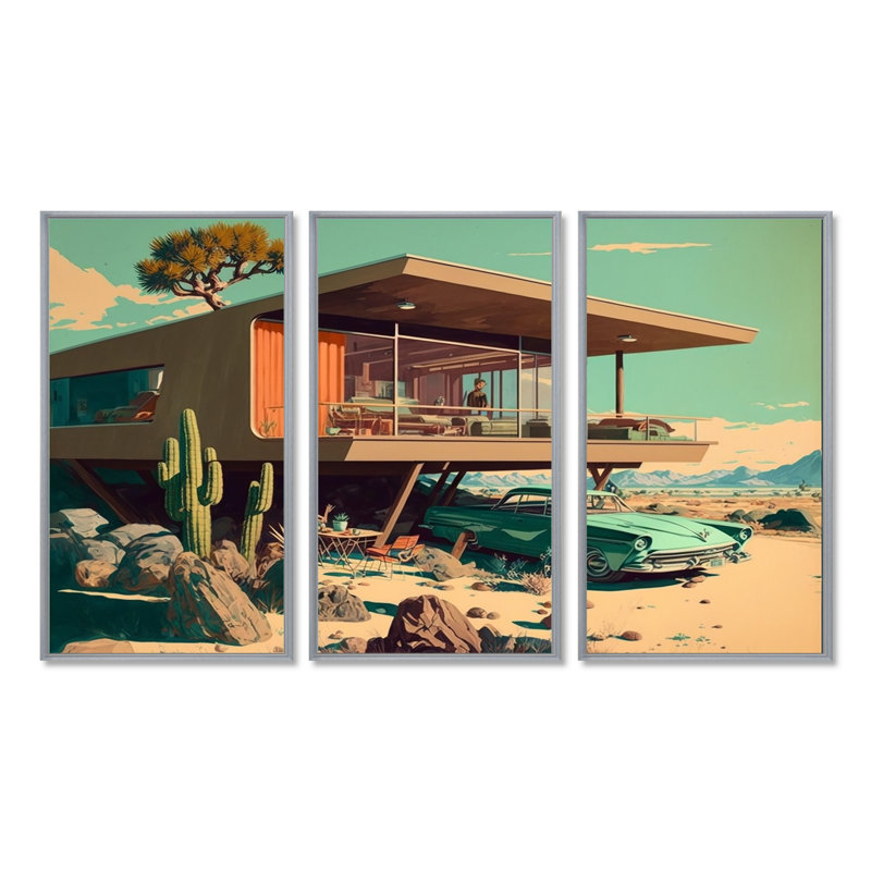 Maryia - ensemble de décoration murale voiture exotique, H 28 po x l 36 po x P 1 po, Encadrement argenté