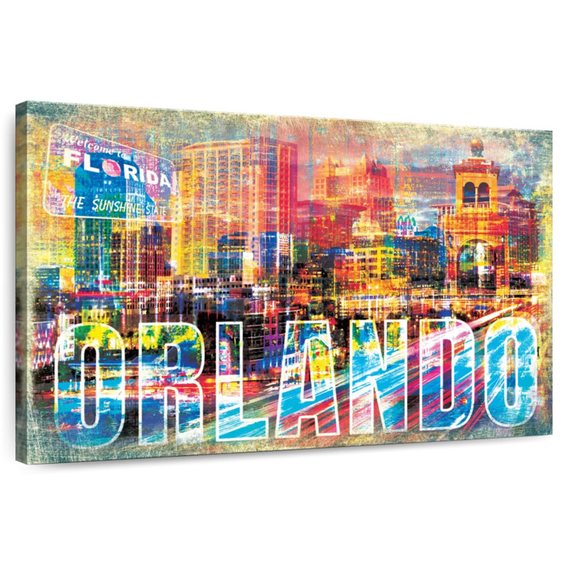 Ravi Orlando paysage urbain grunge, H 34 po x l 51 po