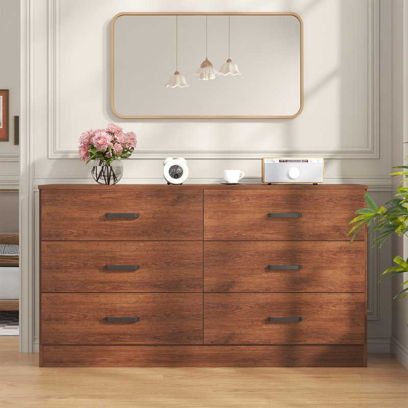 Zunair 47.2 " W Yes 6 - Drawer Dresser, Walnut Brown