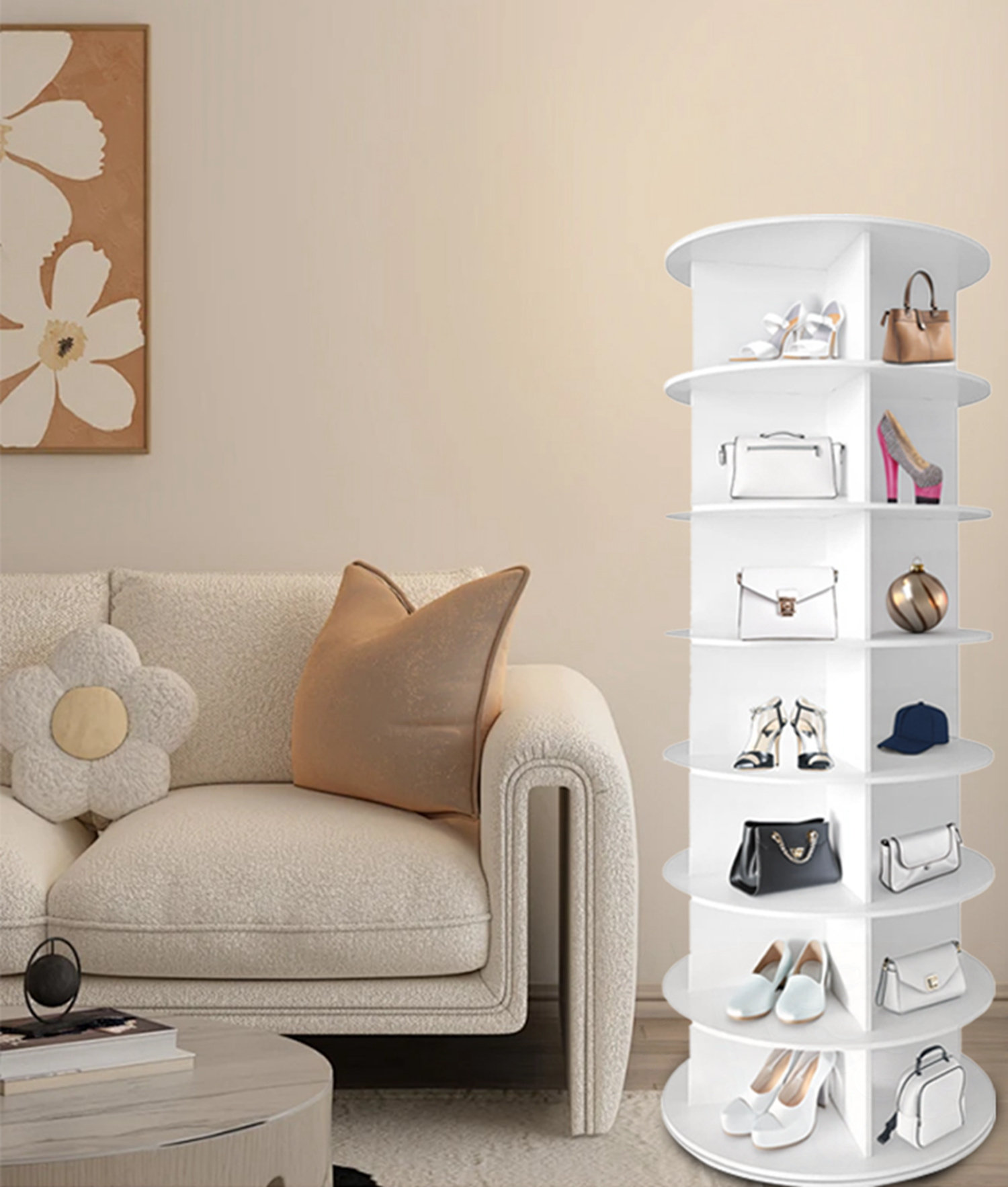 Ivy Bronx 7 Tier Rotating Shoe Rack Tower | Wayfair