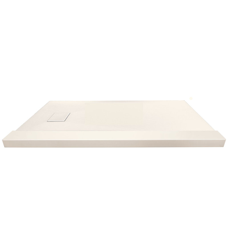Transolid Trimslate 36-in Shower Base with Adjustable Single Threshold and End Drain, Cameo