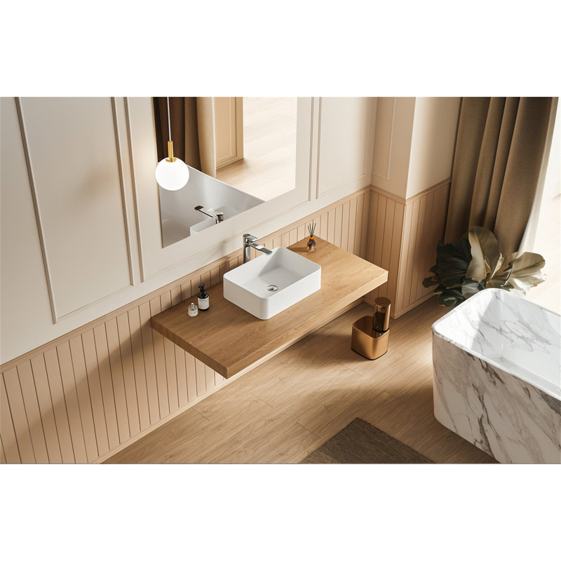 Lavabo vasque de salle de bain à surface solide 20 "x 14" en blanc mat