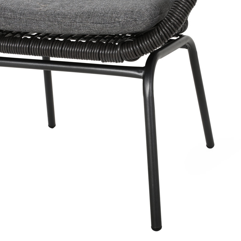 Grey Club Chair With Iron Legs And Seat Padding Strong Frame Stain Pad