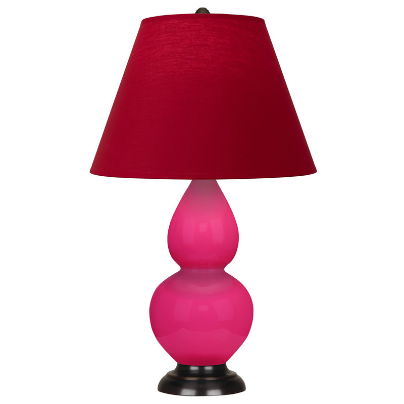 Small Double Gourd Accent Lamp - Sangria, Deep Patina Bronze - Lavender, Plum Shade, Pink/Bronze, Bright Blue/Gray