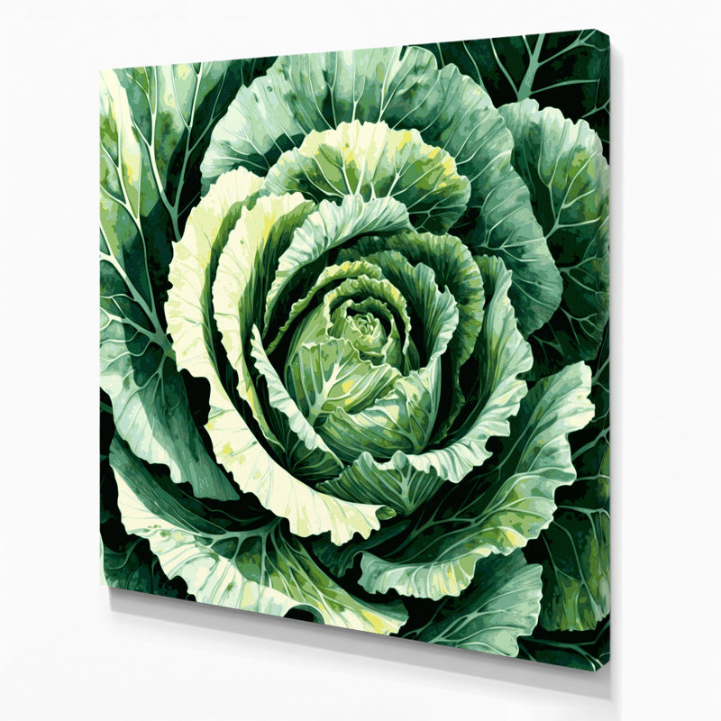 Légumes, chou vert, art mural sur toile, H 16 po x l 16 po