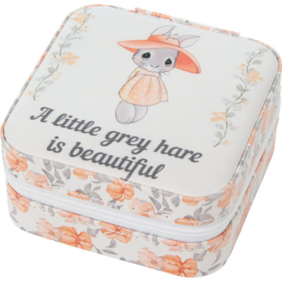 Precious Moments Bunny Little Grey Hare is Beautiful Travel Jewelry Box 3.9 Inch