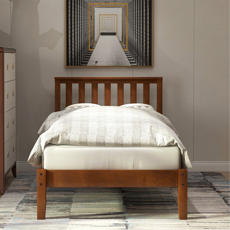 Walnut Twin Solid Wood Bed Frame