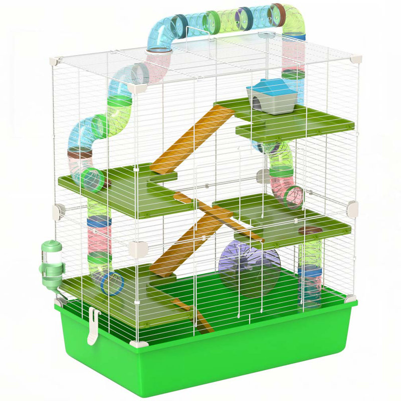 Versatile Hamster Cage with Multiple Play Features and Portable Design