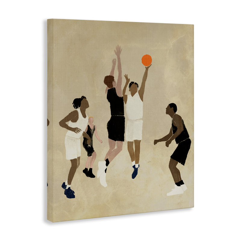 Joueurs avec toile de basketball par Daphne Polselli, H 30 po x l 24 po